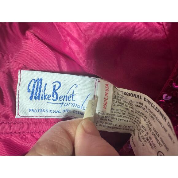 Mike Benet Formals Eighties Magenta Sequin Prom Dress Vintage Size 8 - Picture 8 of 9